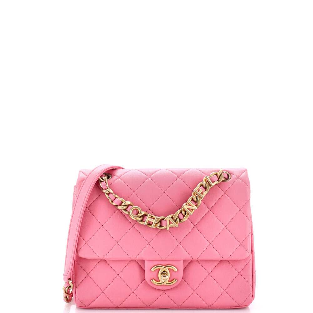Chanel Small Logo Letters Chanel Touch Chain Flap Bag Quilted Lambskin